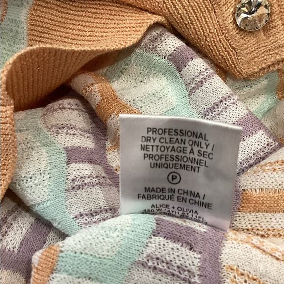 Alice + Olivia Wave Stripe Summer Knit Cardigan In Pastels Size Small - Picture 11 of 11